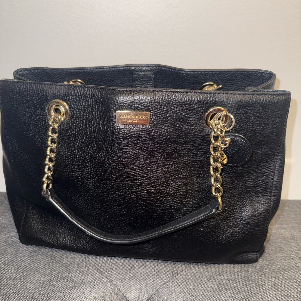 Kate Spade Black Shoulder Bag with Gold Chain Accents